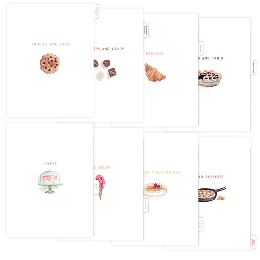 Recipe Binder Index Tab Dividers - Desserts